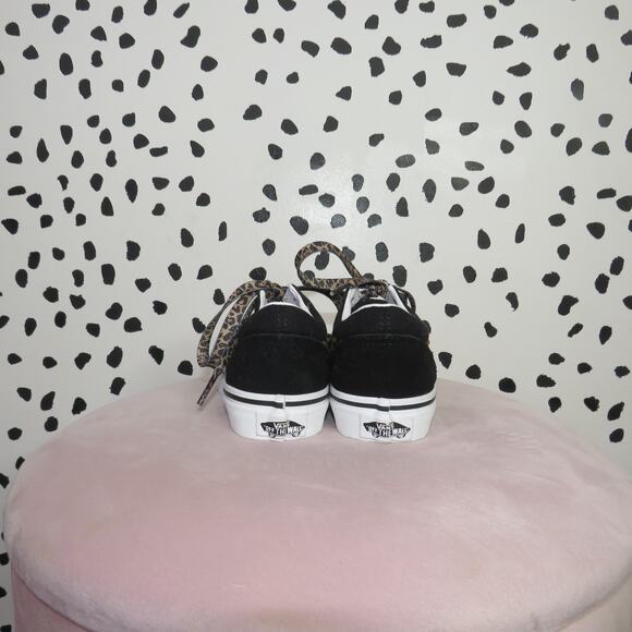 Vans Black Leopard Print Girls Lace Up Sneakers - Picture 5 of 8
